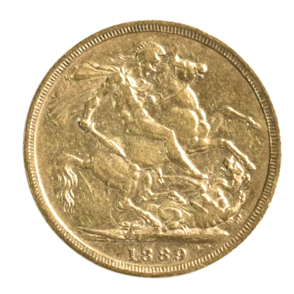 Soberano De Oro Amarillo 22K Reina Victoria 1889 (Reino Unido)
