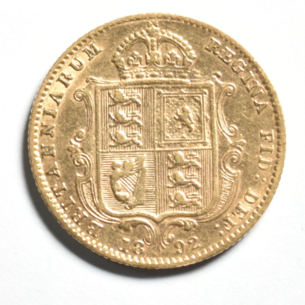 Moneda De Oro Medio Soberano 1892 Victoria 22K