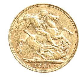 Moneda Soberano De Oro 22K Reino Unido 1904 Eduardo VII