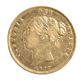 Medio Soberano De Oro 22K 1877 Victoria Tipo Escudo