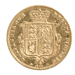 Medio Soberano De Oro 22K 1877 Victoria Tipo Escudo
