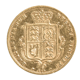 Medio Soberano De Oro 22K 1877 Victoria Tipo Escudo