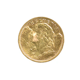 Moneda Suiza 20 Francos Oro Helvetia 1909 B