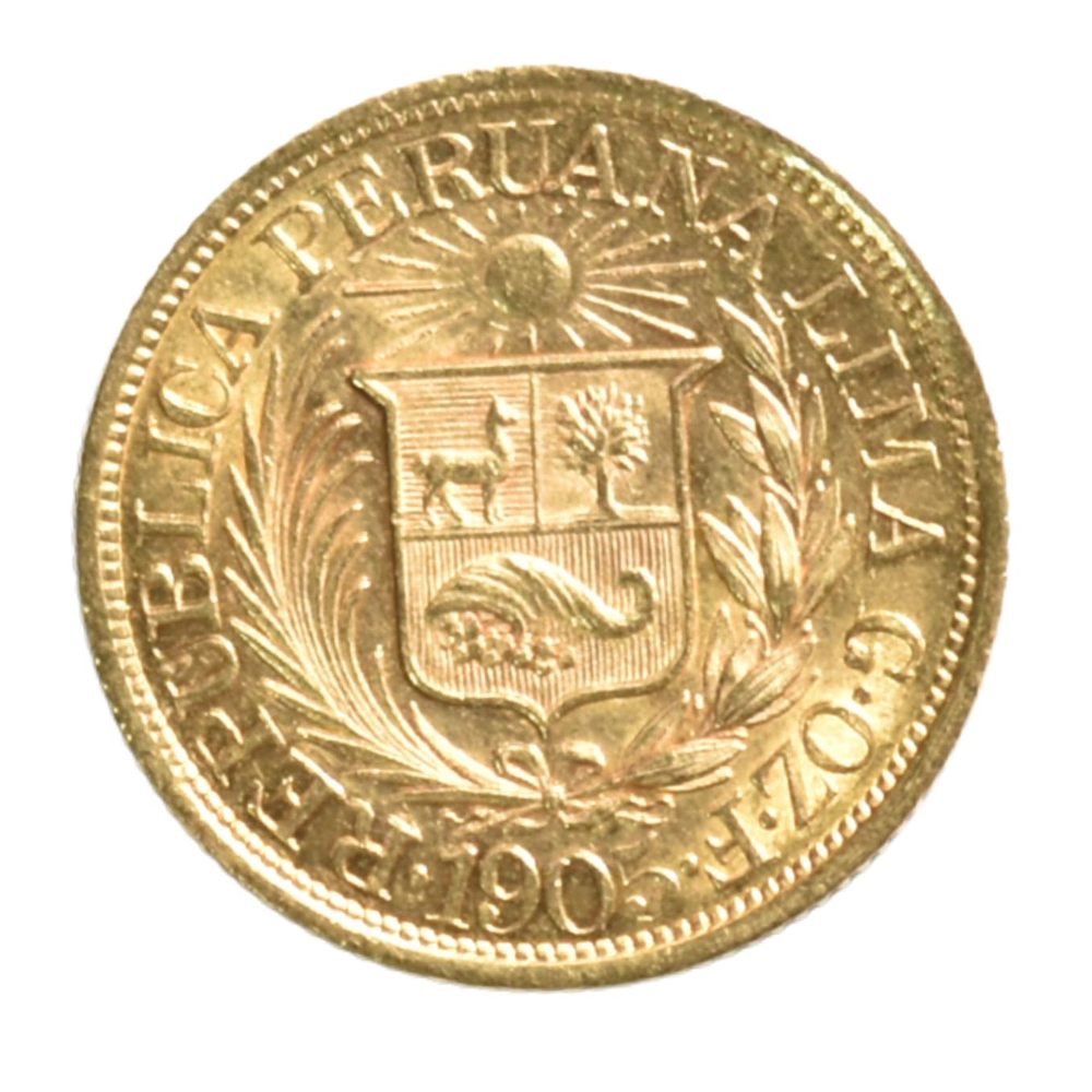 Moneda De Oro 1/2 Libra Perú 1905