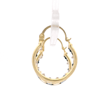 Aros de Oro Amarillo 18K Argolla con Piedras Incoloras y Azules