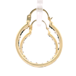 Aros de Oro Amarillo 18K Argolla con Piedras Incoloras y Azules