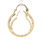 Aros de Oro Amarillo 18K Argolla con Piedras Incoloras y Azules