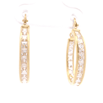 Aros de Oro Amarillo 18K Argolla con Piedras Incoloras