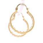 Aros de Oro Amarillo 18K Argolla con Piedras Incoloras