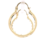 Aros de Oro Amarillo 18K Argolla con Piedras Incoloras y Verdes