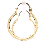 Aros de Oro Amarillo 18K Argolla con Piedras Incoloras y Verdes