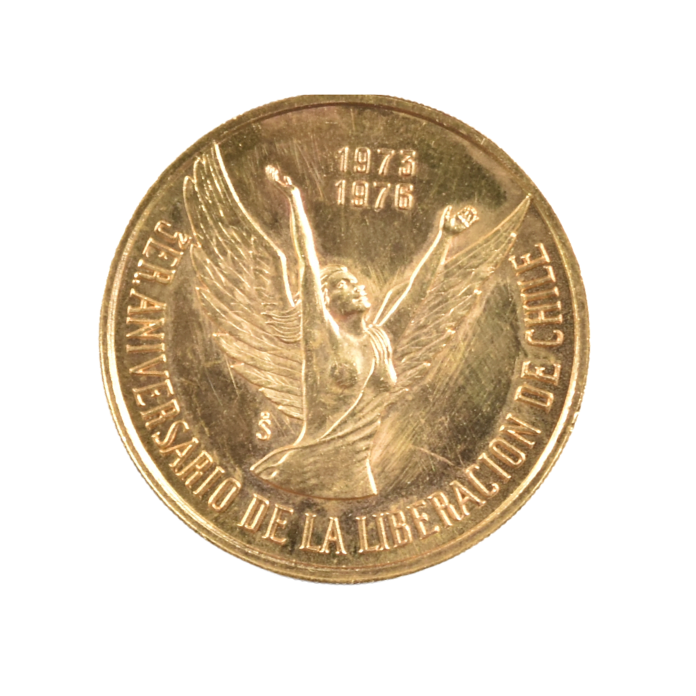 Moneda de Oro 100 Pesos Chile 1976 Tercer Aniversario de la Liberación