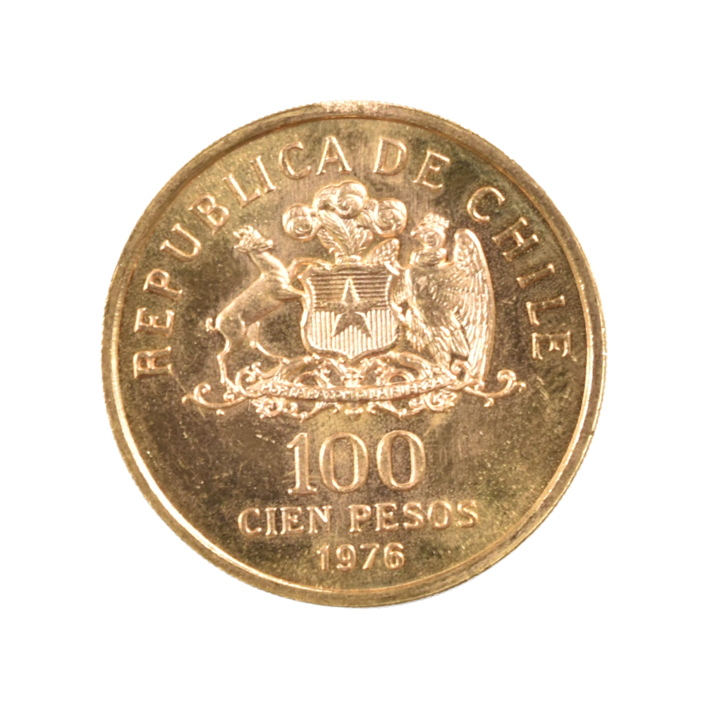 Moneda de Oro 100 Pesos Chile 1976 Tercer Aniversario de la Liberación
