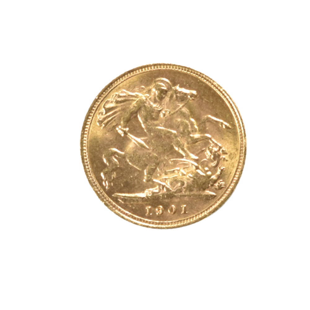 Moneda de Oro Medio Soberano Reino Unido 1901 Victoria
