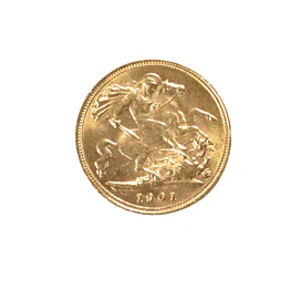 Moneda de Oro Medio Soberano Reino Unido 1901 Victoria