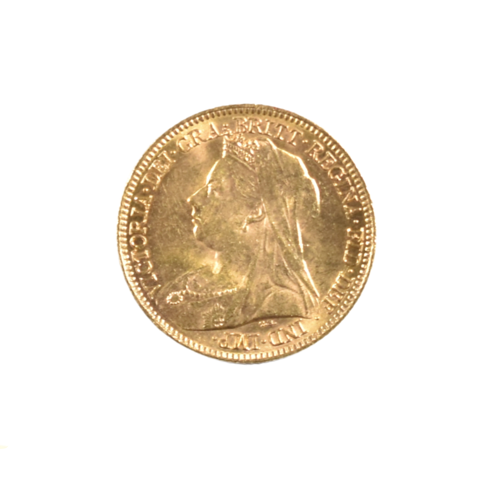 Moneda de Oro Medio Soberano Reino Unido 1901 Victoria