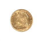 Moneda de Oro Medio Soberano Reino Unido 1901 Victoria