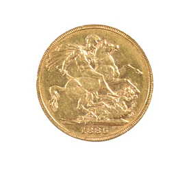 Moneda de Oro 1 Soberano Reino Unido 1885 Victoria