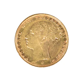 Moneda de Oro 1 Soberano Reino Unido 1885 Victoria