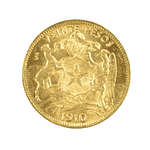 Moneda de Oro 20 Pesos Chile 1910