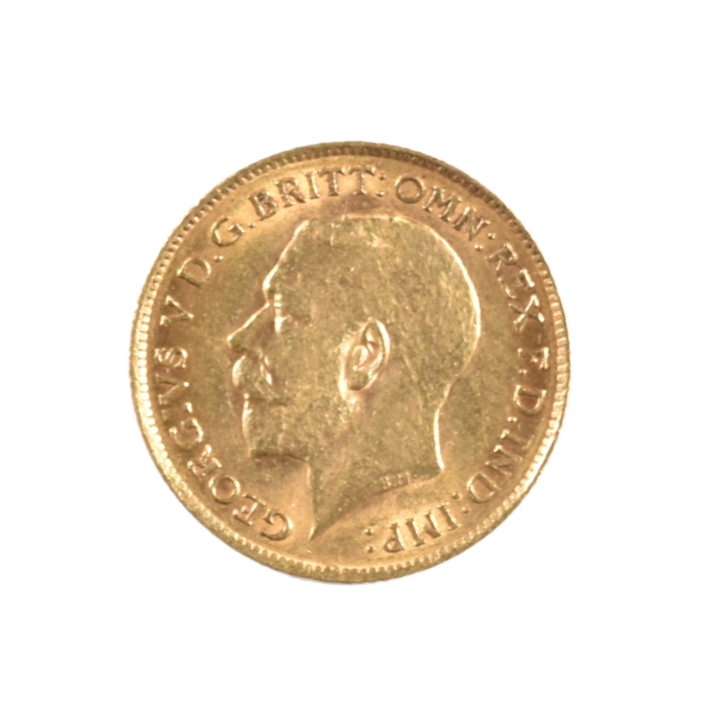 Moneda de Oro Medio Soberano Reino Unido 1912 Jorge V
