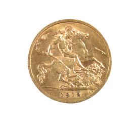 Moneda de Oro Medio Soberano Reino Unido 1912 Jorge V