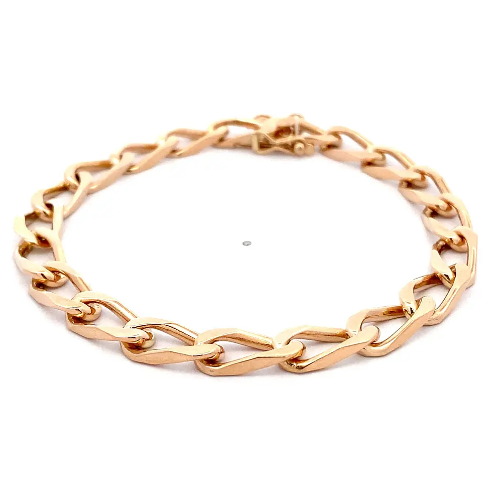 Pulsera de Oro Amarillo 18K Barbada Cuadrada