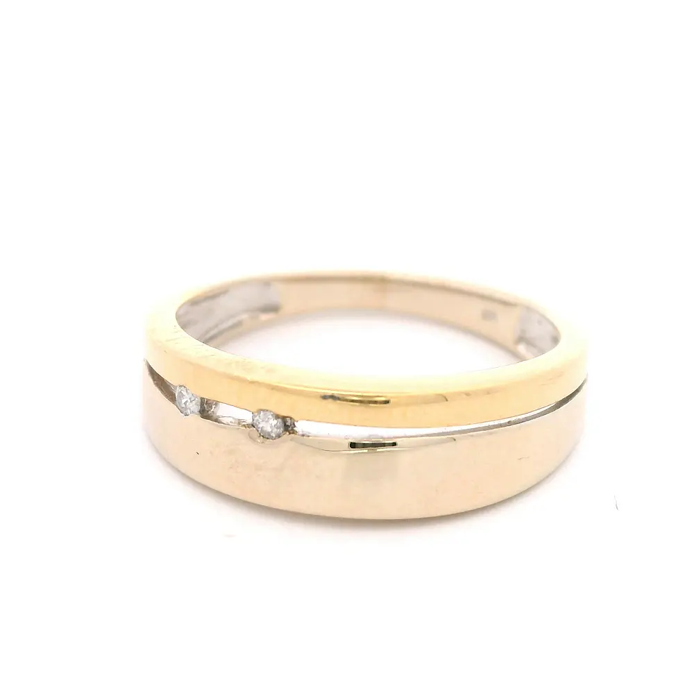 Anillo de Dos Oros 18K Calado con 2 Diamantes