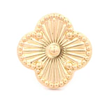 Anillo de Oro Amarillo 18K Flor Trébol Diamantada