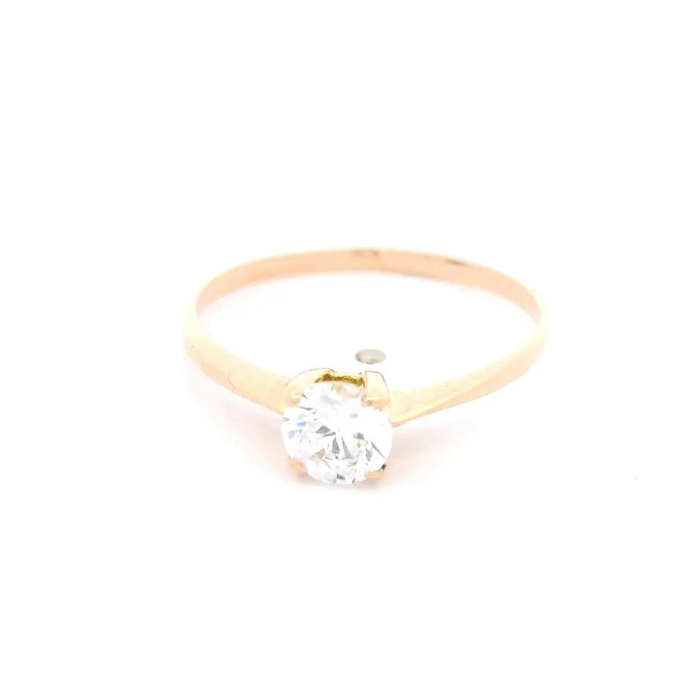 Anillo de Oro Amarillo 18K Solitario con 1 Piedra Incolora