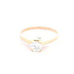 Anillo de Oro Amarillo 18K Solitario con 1 Piedra Incolora