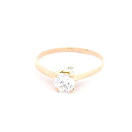 Anillo de Oro Amarillo 18K Solitario con 1 Piedra Incolora