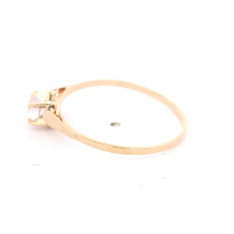 Anillo de Oro Amarillo 18K Chaton Corazón con 1 Piedra Incolora