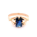 Anillo de Oro Amarillo 18K Chaton con 1 Piedra Azul