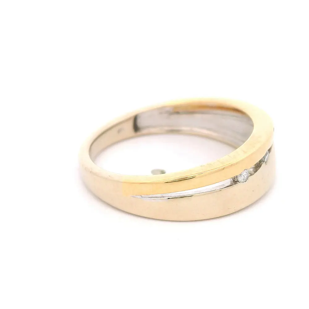 Anillo de Dos Oros 18K Calado con 2 Diamantes