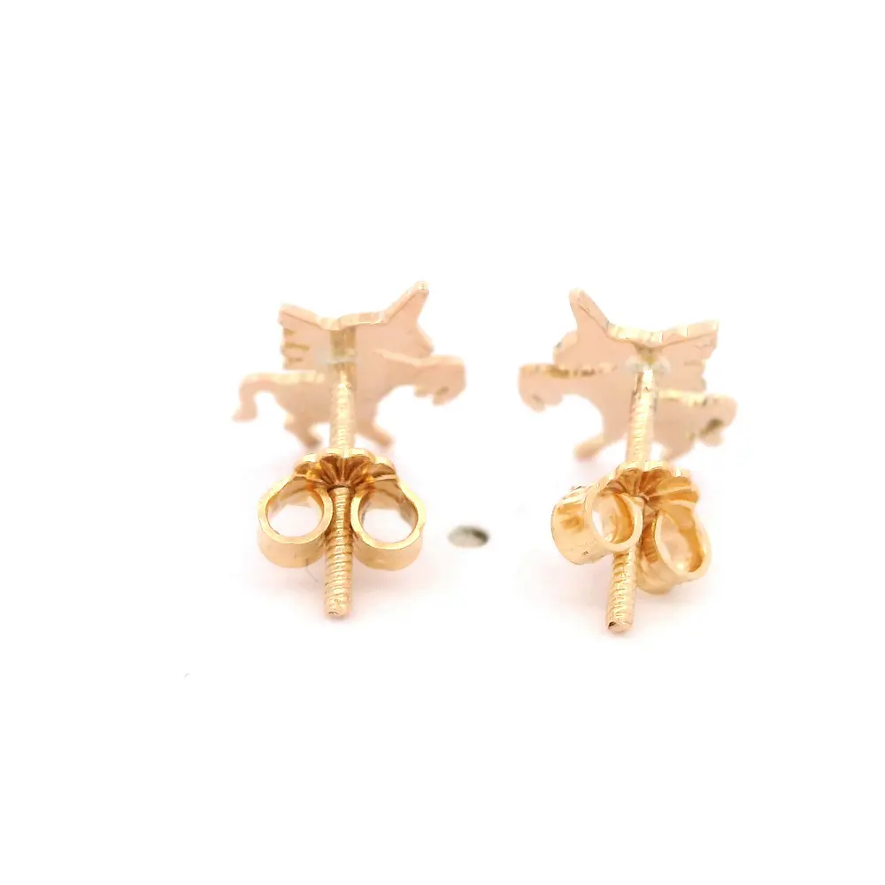 Aros de Oro Amarillo 18K Unicornio