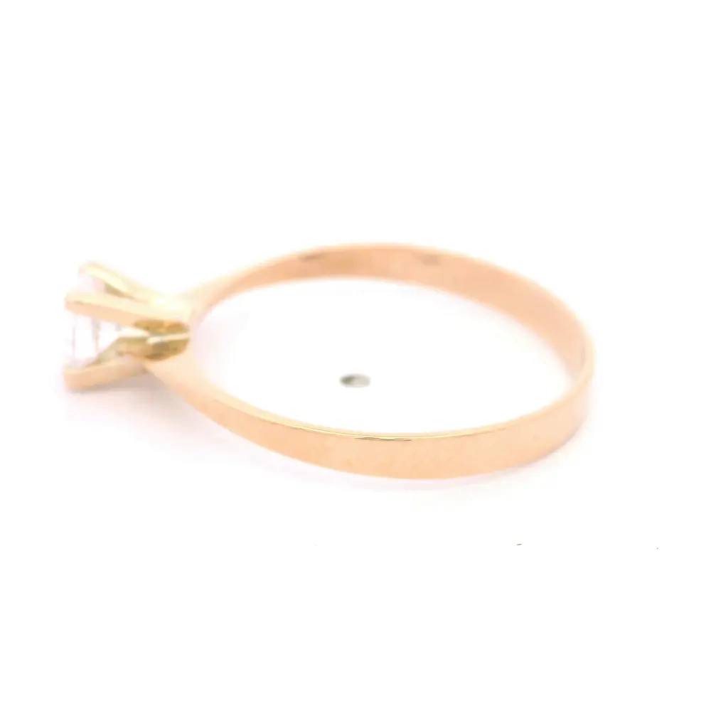 Anillo de Oro Amarillo 18K Solitario con 1 Piedra Incolora