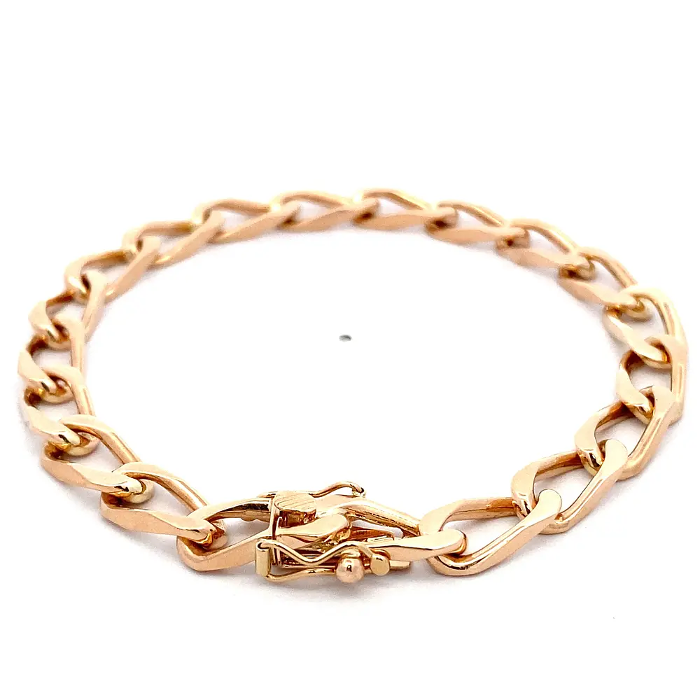 Pulsera de Oro Amarillo 18K Barbada Cuadrada
