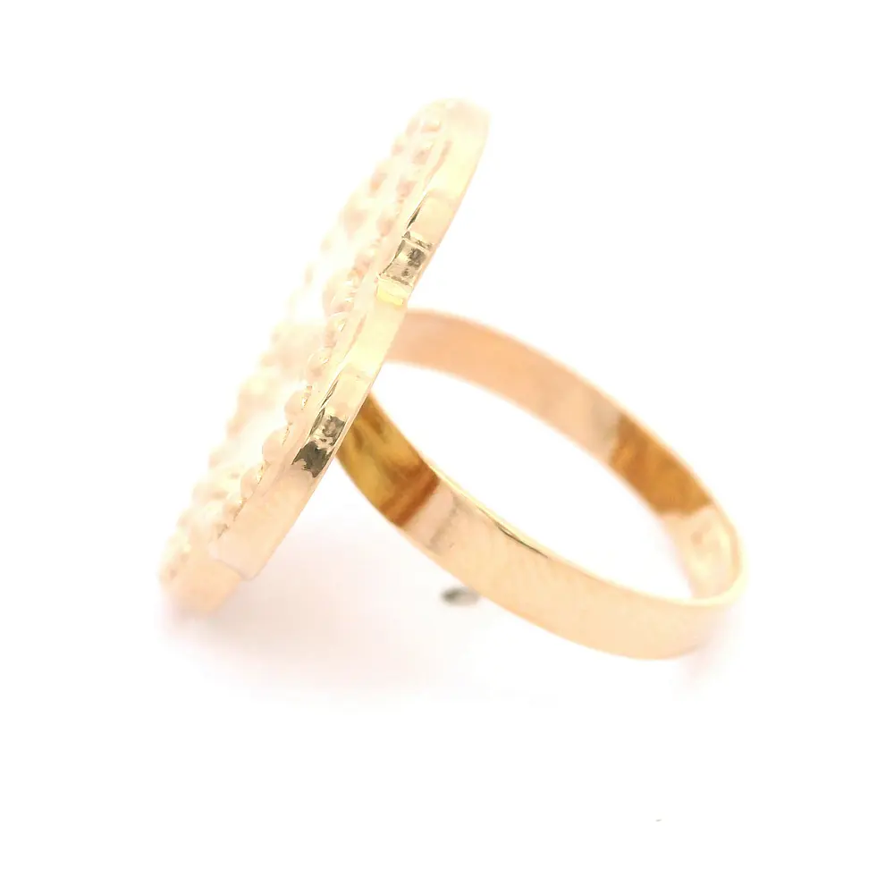 Anillo de Oro Amarillo 18K Flor Trébol Diamantada