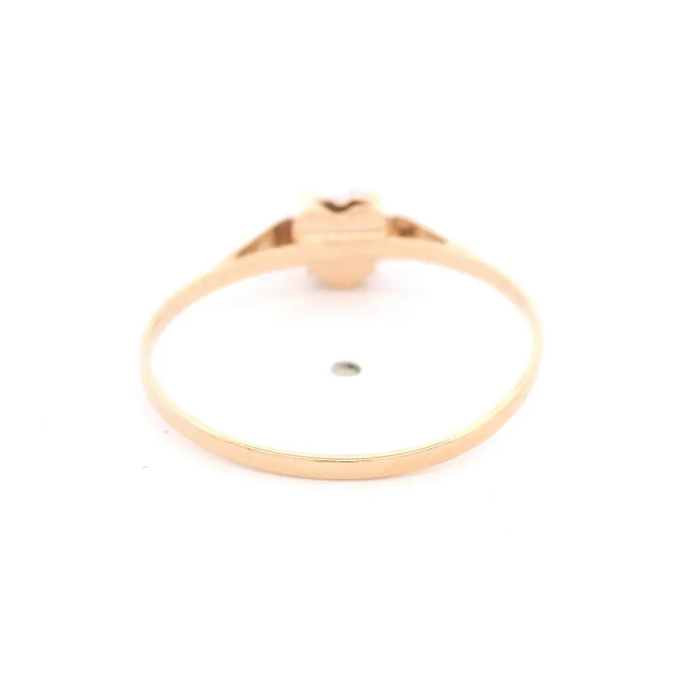 Anillo de Oro Amarillo 18K Chaton Corazón con 1 Piedra Incolora