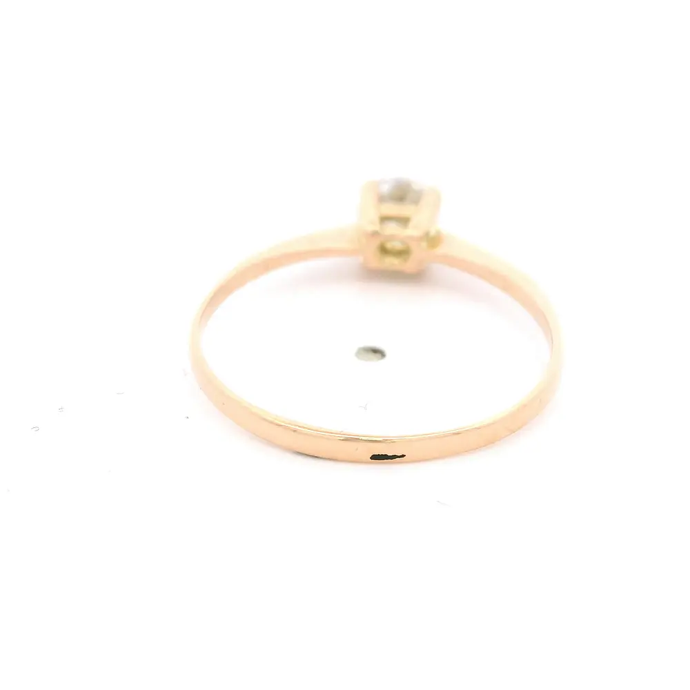 Anillo de Oro Amarillo 18K Solitario con 1 Piedra Incolora