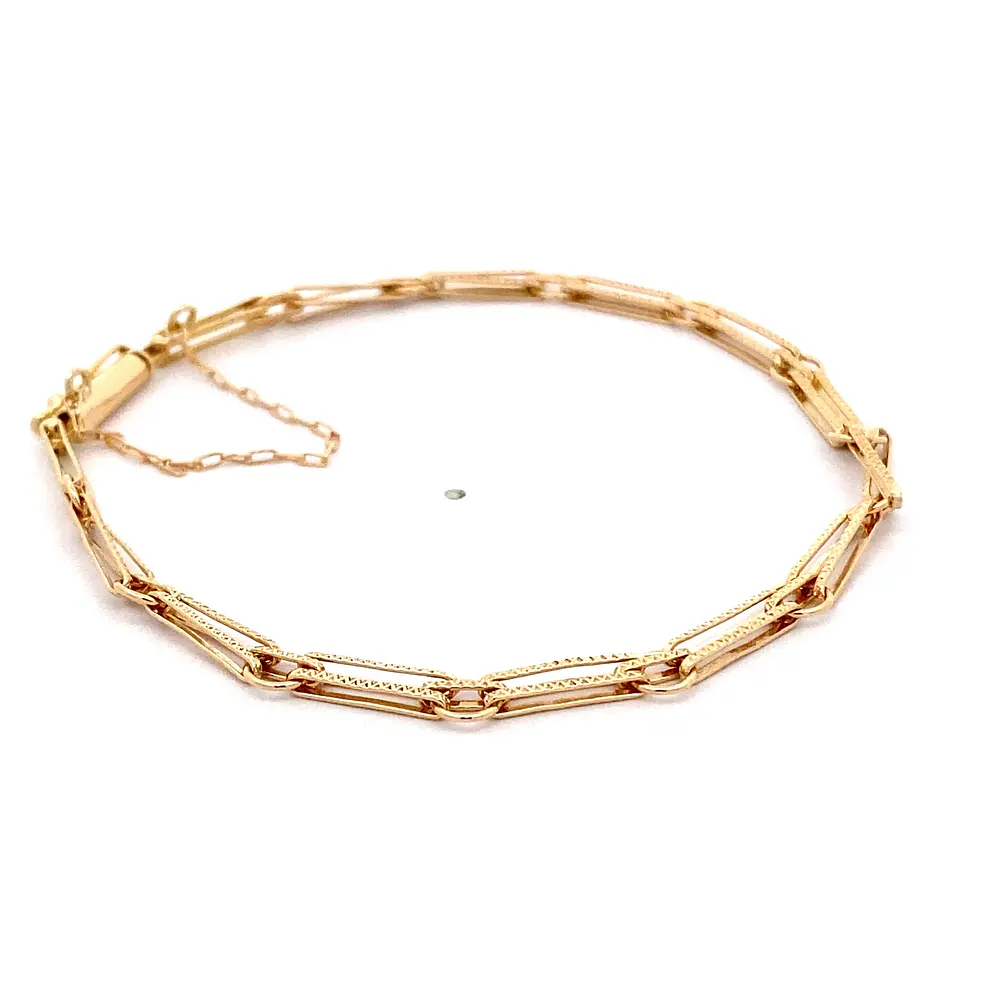 Pulsera de Oro Amarillo 18K Rolo Facetado con Cadena