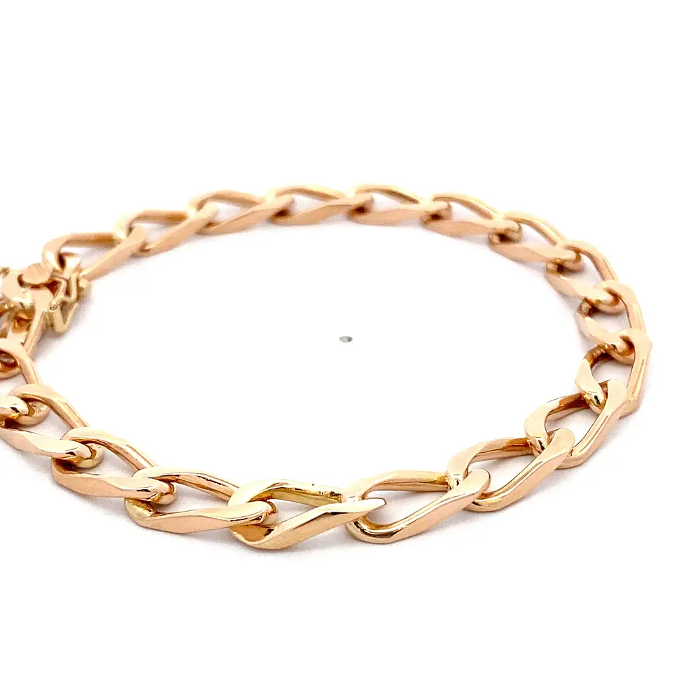 Pulsera de Oro Amarillo 18K Barbada Cuadrada
