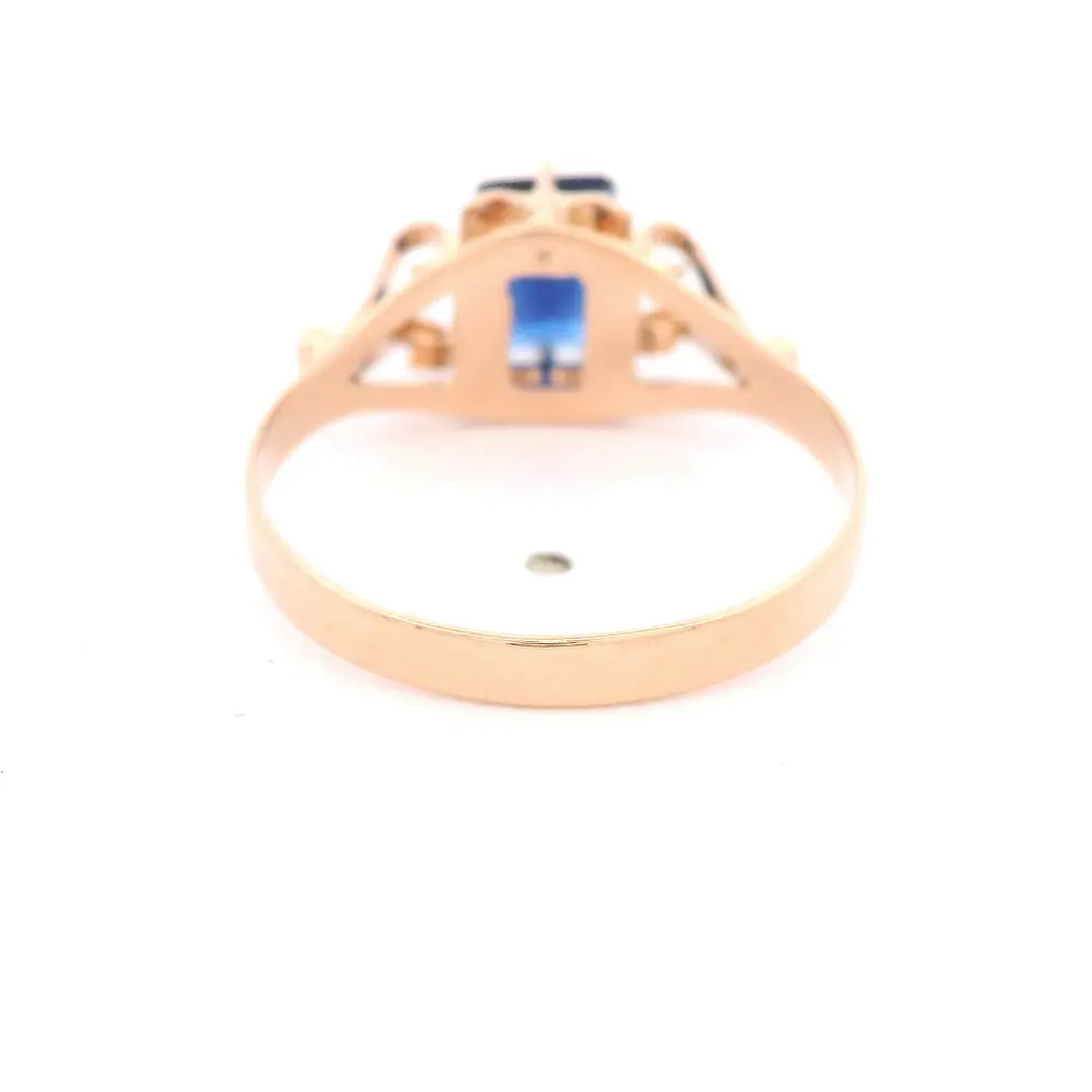 Anillo de Oro Amarillo 18K Chaton con 1 Piedra Azul