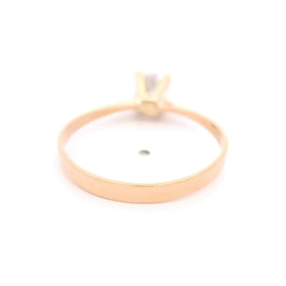 Anillo de Oro Amarillo 18K Solitario con 1 Piedra Incolora