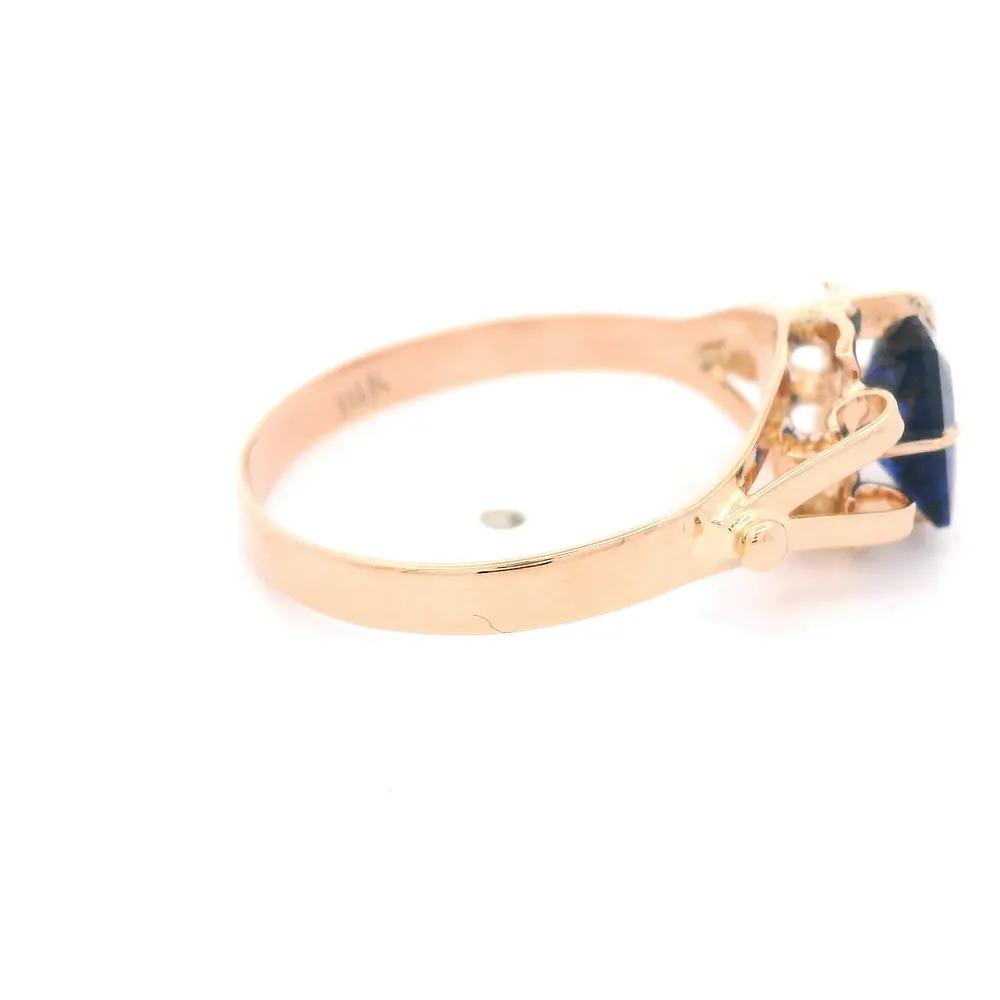 Anillo de Oro Amarillo 18K Chaton con 1 Piedra Azul