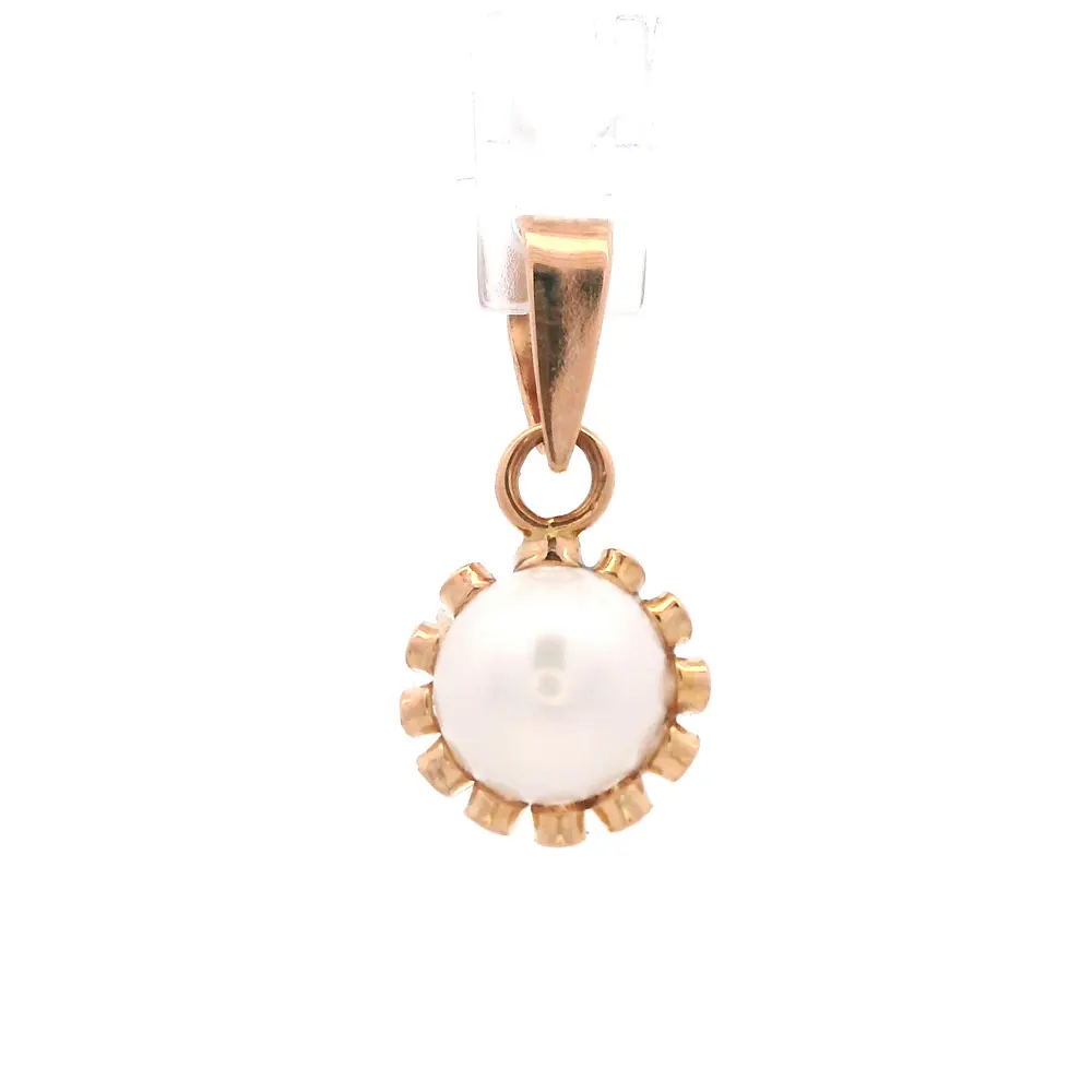 Colgante de Oro Amarillo 18K Cuello de Payaso con 1 Perla