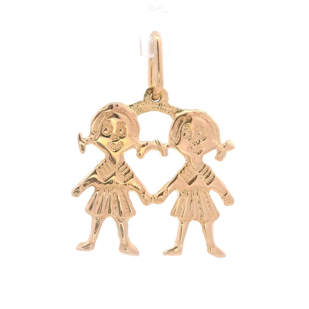 Colgante de Oro Amarillo 18K Niñas Talladas