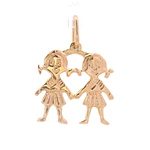 Colgante de Oro Amarillo 18K Niñas Talladas