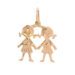 Colgante de Oro Amarillo 18K Niñas Talladas